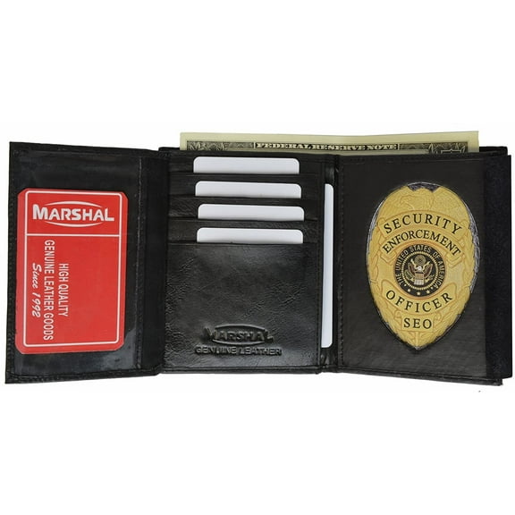 Marshal Tri Fold Police Wallet with Oval Badge Holder