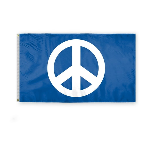 AGAS Anti War Peace Symbol Flag Blue - 3x5 ft Nylon with Stitched Edges and Brass Grommets - World Peace Flags