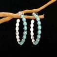 thumbnail image 4 of Bohemian Turquoise Geometric C Shape Drop Dangle Earrings Ethnic Hoop Colorful for Women Statement Western Cowgirl Tribal Boho Jewelry, 4 of 9