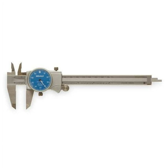 Mitutoyo Dial Caliper,6 In,0.100/Rev,Blue Face 505-742-51J