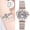 Silver/Pink/White, variant on Women's Watch and Bracelet 3-Piece Jewelry Gift Set, Rhinestone Accents, Roman Numeral Dial, Silver & Pink/White