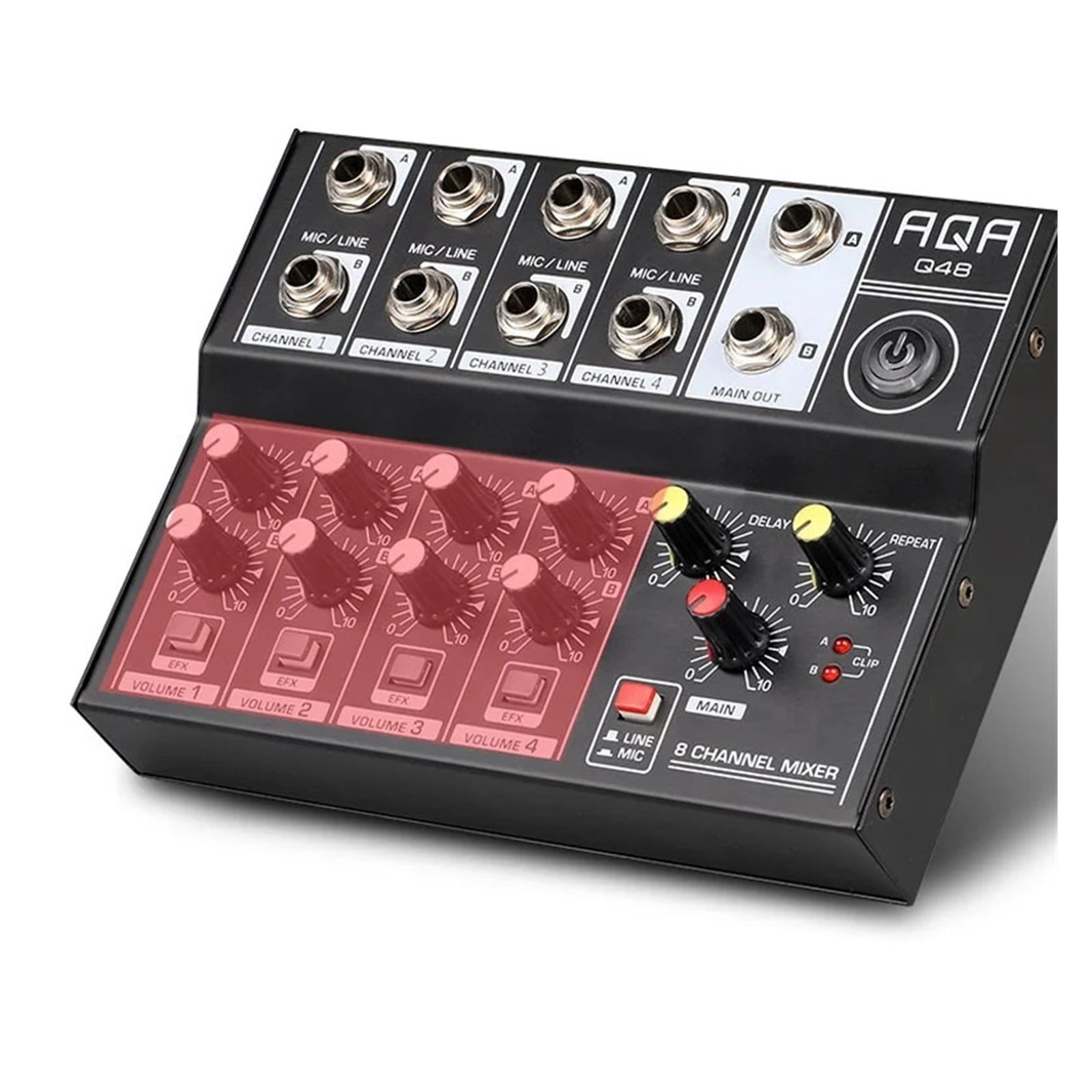 Q-48 8-Channel Professional Portable Mixer Sound Mixing Table Rechargeable For Electric Guitar Computer DJ ,Easy to Operate