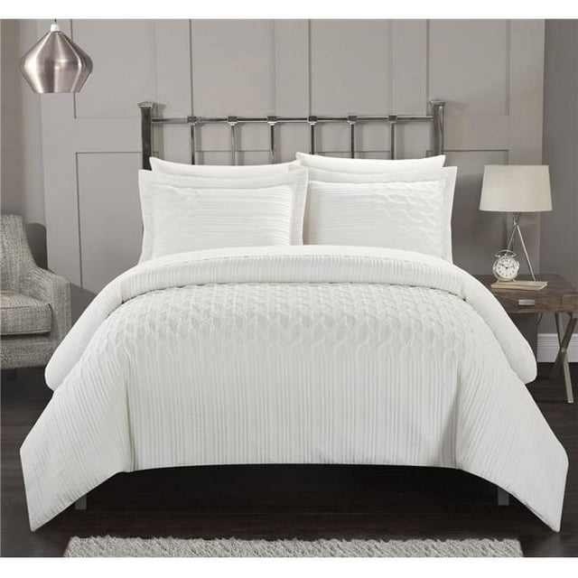 Chic Home BCS12852-BIB-US 7 Piece Jazzmyn Comforter Set - White, Queen Size