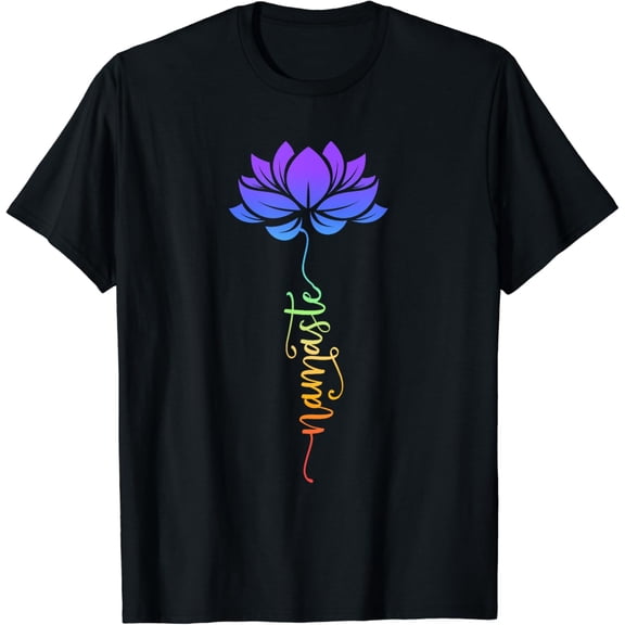 Namaste Lotus Flower Meditation Yoga T-Shirt men and women can wear, black, white, gifts