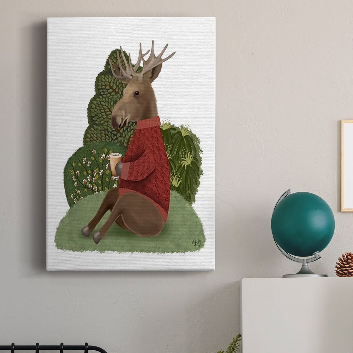 Latte Moose in Sweater Premium Gallery Wrapped Canvas - Ready to Hang