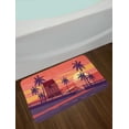thumbnail image 2 of Island Party Bath Mat, Sunset by the Road with Palm Trees and House Sea Town Coastal Graphic, Plush Bathroom Decor Mat with Non Slip Backing, 29.5" X 17.5", Eggplant Dark Coral, by Ambesonne, 2 of 2