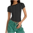 thumbnail image 7 of Karight Womens Basic Short Sleeve Crew Neck T Shirt Slim Fit Tees Summer 2025 Y2k Going Out Fitted Top Cute Tight Shirts, 7 of 7