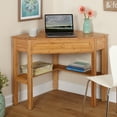 thumbnail image 1 of Target Marketing Systems Bamboo Corner Desk with One Drawer and One Storage Shelf, Natural Finish, 1 of 4