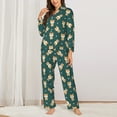 thumbnail image 6 of Salouo Cute Shiba Pattern Women's Pajamas Set Long Sleeve Button Down Sleepwear Soft Pj Lounge Sets for women 2 Piece Pjs Set with Long Pants -XX-Large, 6 of 8