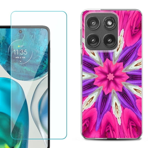 Shockproof Phone Case for Motorola Moto Edge 2026, by OneToughShield - Kaleidoscope Rose
