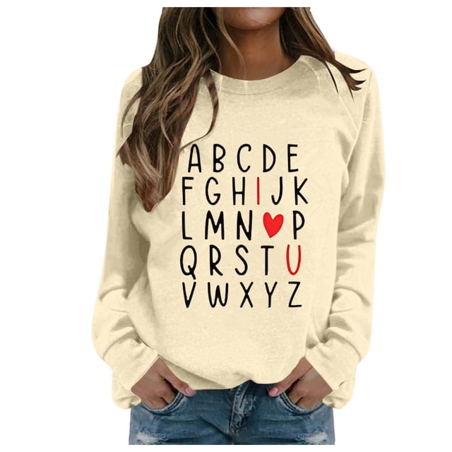 TINZ Chandail à Capuche Tendance pour Femmes, Imprimé Lettre, Col Rond, Automne & Hiver, Manches Longues, Veste à Cordon, Chandails en Molleton Col pour Femmes