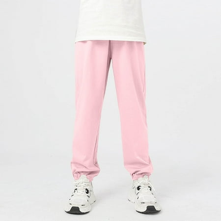 Children s Jogger Pants Elastic Waist Soft Cotton Sweatpants for Boys Girls Loungewear Outdoor Sports Purple 12-13Y