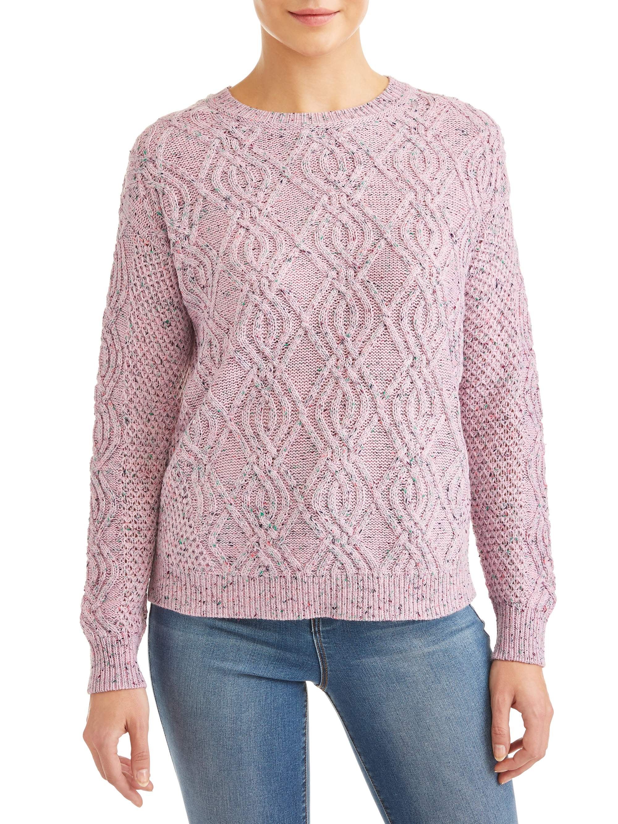 Time and Tru - Time and Tru Crewneck Cable Sweater Women's - Walmart.com