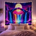 thumbnail image 2 of Surreal Landscape with Waterfalls and Rainbow Moon Arch, Mystical Fantasy for Nature Lovers, Celestial Art Decor, Housewarming Gift, Tapestry Wall Hanging for Bedroom and Living Room, 2 of 7
