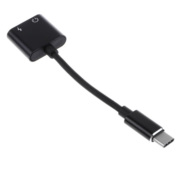 Adaptador de cables de carga para auriculares de audio tipo C 2 en 1 para Black Negro Baoblaze Adaptador de audio 2 en 1