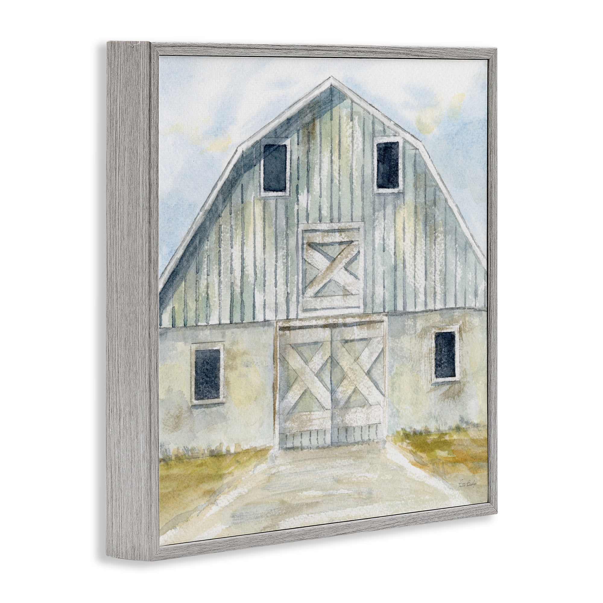 Stupell Industries Blue Gray Barn Gray Framed Giclee Art, design by Patti Bishop