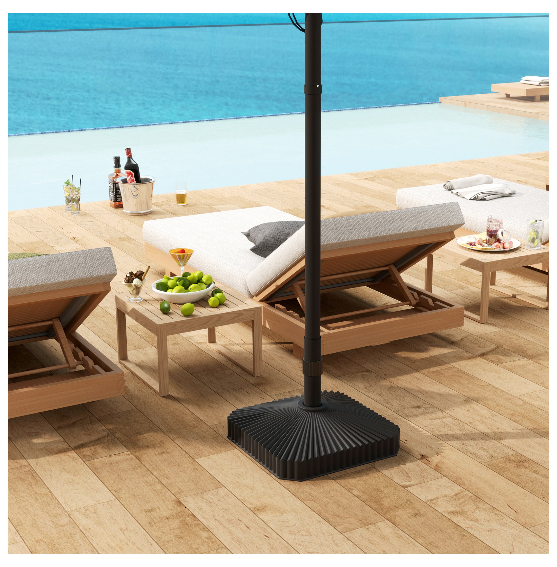 Square Patio Umbrella Base Holder, Heavy Duty Outdoor Umbrella Stand Base, Filled Up to 42lbs with Sand or 33lbs with Water for Garden, Poolside, Black