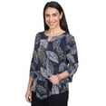 thumbnail image 3 of Alfred Dunner Womens Petite Leaves Pointed Hem Top, 3 of 6