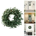 thumbnail image 4 of 18 Inch Artificial Eucalyptus Wreath with White Flowers Spring Summer Wreaths for Front Door Indoor Outdoor Rustic Farmhouse Greenery Flower Wreath Decor Wall Hanging Window Display, 4 of 5
