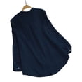 thumbnail image 2 of Blusa holgada de manga larga con botones y cuello en V para mujer, talla grande, color azul, talla XL, 2 of 4