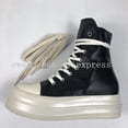 thumbnail image 1 of Owen Seak, zapatillas altas para mujer, zapatos de lona, zapatillas de deporte de lujo, botas de plataforma con cordones, zapatos de PU negros con cremallera y aumento de altura informales Tan Jianjun  unisex, 1 of 2