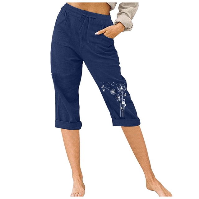 WILLBEST Pantalones Casuales para Mujer, de Moda, con Cintura Elástica, Cómodos, para Playa, para Uso Diario. Chica