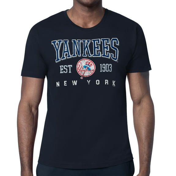 Men's-Starter  Navy New York Yankees Distressed Logo T-Shirt