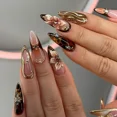 thumbnail image 5 of Handmade Press On Nails Almond Medium Long 3D Fake Nails with Charms style01, 5 of 5