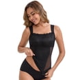 thumbnail image 4 of DARING DIVA Women's Lace Sheer Square Neck Waist Control Tank Tops S Black, 4 of 6