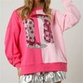 thumbnail image 3 of Noyal Valentine's Day Sweatshirt Sparkle Boots Graphic Pullover Tops Sequin Long Sleeve Valentine Casual Shirts for Women, 3 of 6