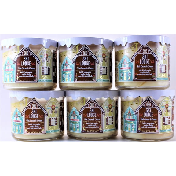QTY 6 - Bath & Body Works SKI LODGE HOT COCOA & CREAM 3 Wick 14.5 Oz Candle