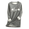 thumbnail image 2 of Fanxing Fleece Lined Thermal Shirts for Women Cute Heart Long Sleeve Thermal Underwear Tops Crewneck Soft Base Layer Cold Weather Ultra Soft Sherpa Blouse Dark Gray,S, 2 of 4