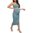 thumbnail image 2 of Liacowi 2pcs Maternity Skirt Set Sleeveless Crop Tops + Skirt Pregnant Woman Summer Ribbed Outfits, 2 of 6