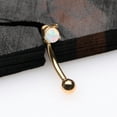 thumbnail image 2 of BM25 Golden Fire Opal Prong Set Sparkle Curved Barbell-Clear Gem-White Opal, 2 of 2
