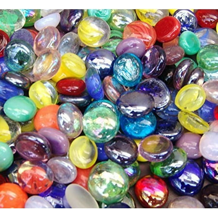 Glass Gems - Miracolors - 1 Lb - Mixed Colors Glass Gems - Vase Fillers (12-19mm, Approx. ½