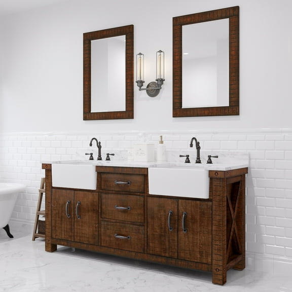 Water Creation Paisley 72" Wood Double Bathroom Vanity in Brown and White