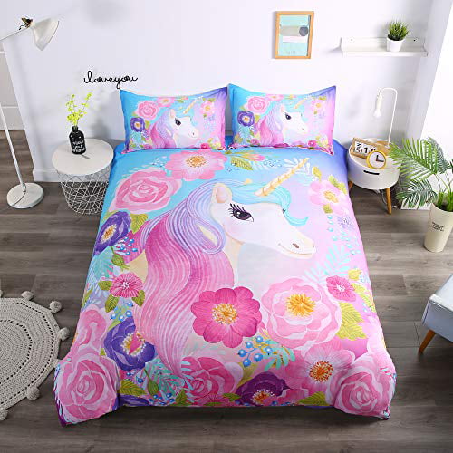Suncloris Cooper Girl Unicorn Bedding, Can You Put A Comforter Inside Duvet Cover