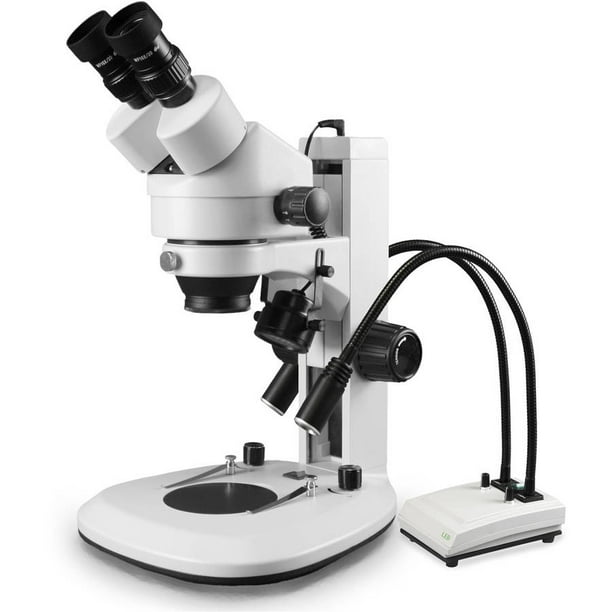 Walter Products Binocular Zoom Stereo Microscope 10x Widefield Eyepiece 0 7x 4 5x Zoom Range 7x 45x Magnification Range Led Illumination Track Stand Led Gooseneck Dual Light With Control Walmart Com Walmart Com