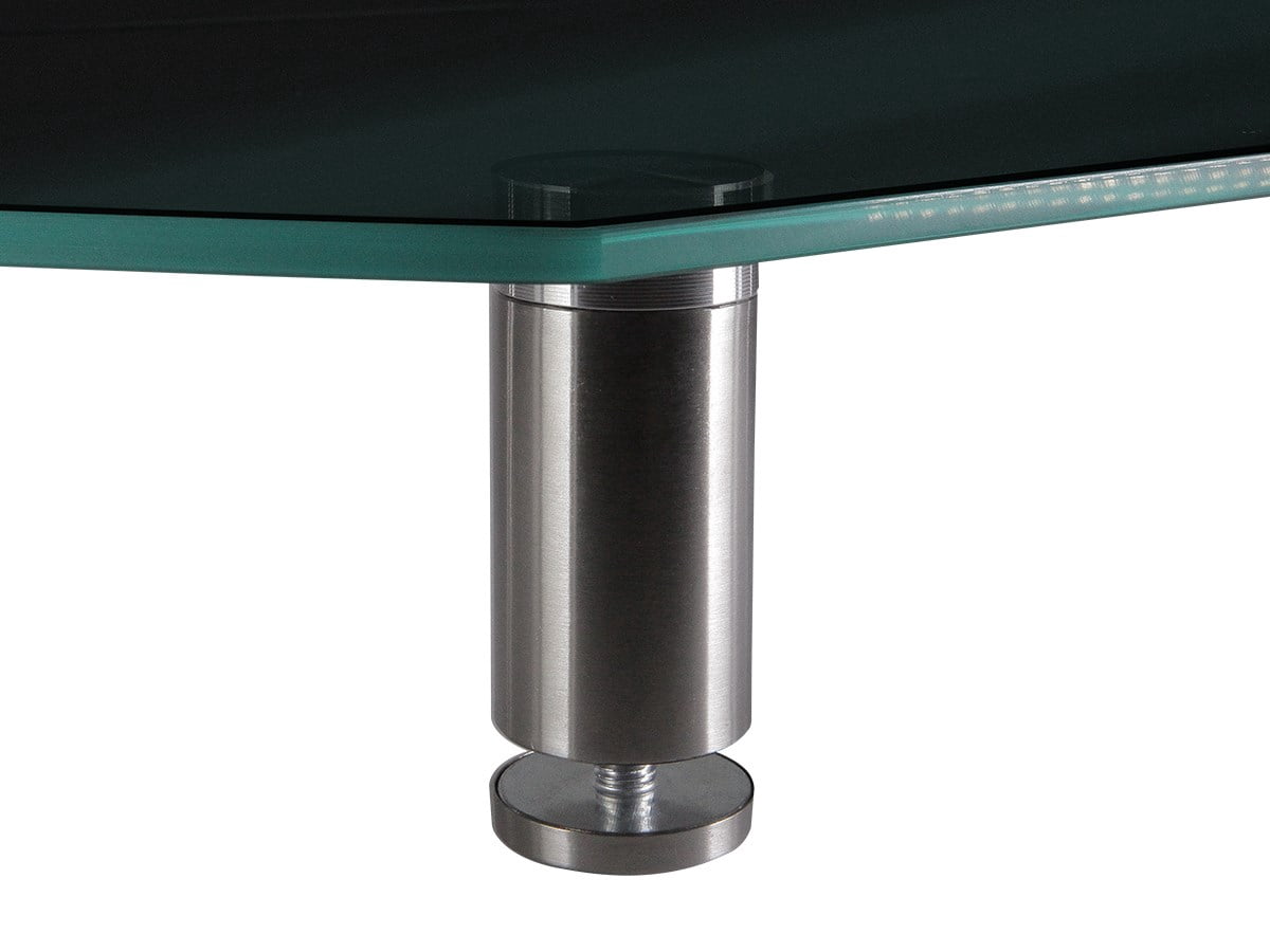 Monoprice Large Multimedia Desktop Stand - Black Glass (30.8 x 11in) Stand & Riser, Desktop TV Stand, Dual Monitors w/ Height Adjustable Legs