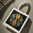thumbnail image 2 of Geometric Tote Bag - Dark Blue Canvas with Golden & Teal Symmetrical Design Perfect for Shopping Travel & Parties, 2 of 6