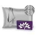 thumbnail image 5 of Mulberry Park 100% Silk Pillowcase - 22 Momme, Grade 6A Mulberry Silk - Hidden Zipper Closure - Silver/King (20" x 36"), 5 of 9