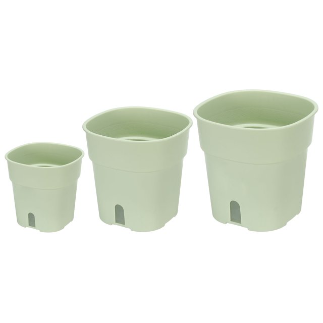 Unique Bargains S/M/L Plastic Plant Pots Flower Planters with Water Indicator Removable Base, Light Green 3 Pack