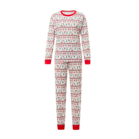 

AMILIEe Christmas Dad Mom Kids Baby Family Pajamas Long Sleeve Printed Pattern Tops and PantsNightwear Set