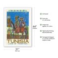 thumbnail image 2 of Visit Tunisia - Land of Traditions - North Africa - Vintage Travel Poster by Hatem El Mekki c.1954 - Fine Art Rolled Canvas Print 27in x 40in, 2 of 4