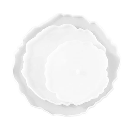 3PCS Desktops Coaster Molds for Resin Casting Silicone Coaster Molds for Cake Holder Resin Fruits Tea Plate Accessories Party Favors
