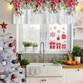 thumbnail image 5 of Christmas Curtain Valances for Windows, Kitchen Valance Window Treatments Panel 2 Pack, Winter Poinsettia Berry Farmhouse Wooden Grain Rod Pocket Short Curtains for Bathroom Bedroom 42 x 12 Inch, 5 of 8