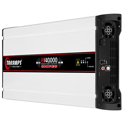 Taramps HV 40000 Chipeo High Voltage Amplifier 0.5 Ohm 40000 Watts Rms 1 Channel with 18 batteries 227VDC Output Power Monoblock Car Audio Amp Class D
