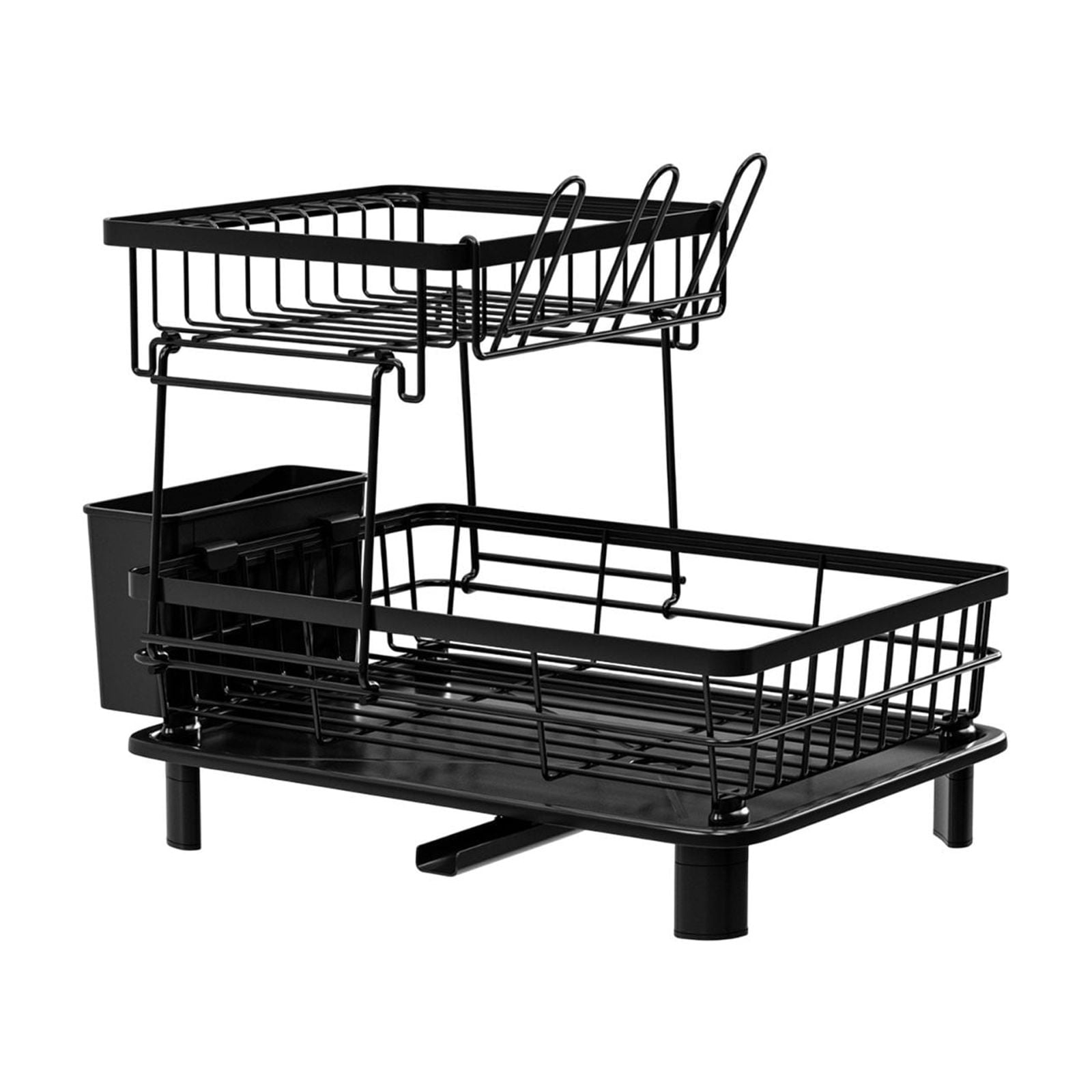 Dish Drying Rack,2 Tier Dish Racks for Kitchen Counter,Large Capacity Detachable Dish Rack,Stainless Steel Rustproof Dish Drainer with Drainer,Utensil Holder,Cup Holder for Dishes