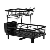 dajkiuy Dish Drying Rack,2-Tier Dish Racks for Kitchen Counter,Side Sink Dish Drying Rack Stainless Steel,for Storage Kitchen Organization,Gifts for Women,Mothers Day,Kitchen Gadgets(Black)
