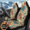 thumbnail image 2 of Uorisanigo Seat Covers Front Set for Cars Trucks SUV, Soft Plush Orange Boho Flowers Automotive Seat Covers, Universal Car Interior Cover Seats Protectors, Set of 2, 2 of 7